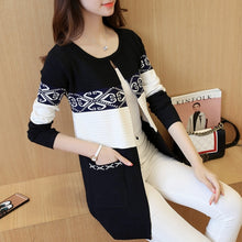 Load image into Gallery viewer, 2019 Women's Long Sweater Cashmere Autumn Cardigan knitting Sweater Pink Black Red Printing Winter Fashion Slim Women 7479 50