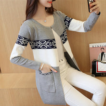 Load image into Gallery viewer, 2019 Women's Long Sweater Cashmere Autumn Cardigan knitting Sweater Pink Black Red Printing Winter Fashion Slim Women 7479 50