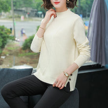 Load image into Gallery viewer, Vangull Half-Turtleneck Knitted Sweaters Women Long Sleeve Thick Soft Sweater Pullovers 2019 Winter New Solid Bottoming-shirt