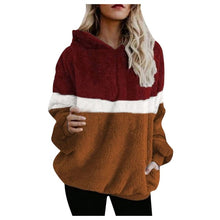 Load image into Gallery viewer, 2019 Winter Fluffy Sweater Sherpa Fleece Plaid Hooded Pullovers Cute Patchwork Warm Tops Women Fall Casual Fluffy Sweaters Coat