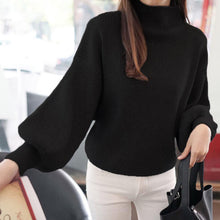 Load image into Gallery viewer, Women Sweaters Turtleneck Batwing Sleeve Wool Pullover Loose Knitted Winter Sweater Female Jumper Pull Red Black White 2019
