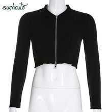 Load image into Gallery viewer, SUCHCUTE Modis women's jacket sweater cardigan With Zipper Black Knitting Casual Longslive Autumn 2019 Festival women clothes