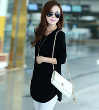 Load image into Gallery viewer, 2018 Autumn Winter Sweater Women Round Neck Pullover Knit Sweater Large Size Loose Long Sleeves Women Tops Bottom Shirt Sweater