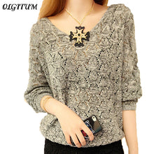 Load image into Gallery viewer, OLGITUM 2019 Women Solid Color Sweater Women Tops Bat Sleeve Pullover Loose Knite V-neck Sweater Outwear