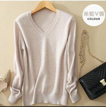 Load image into Gallery viewer, Sweater V-Neck Women Fashion Autumn Cashmere Wool Knit Sweater V-Neck Solid Slim Sexy Pullovers Coat Female Blouse Knit Sweater