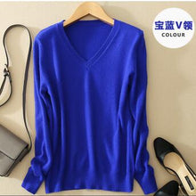 Load image into Gallery viewer, Sweater V-Neck Women Fashion Autumn Cashmere Wool Knit Sweater V-Neck Solid Slim Sexy Pullovers Coat Female Blouse Knit Sweater