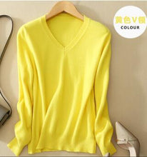 Load image into Gallery viewer, Sweater V-Neck Women Fashion Autumn Cashmere Wool Knit Sweater V-Neck Solid Slim Sexy Pullovers Coat Female Blouse Knit Sweater