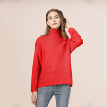 Load image into Gallery viewer, Casual Loose Autumn Winter Turtleneck Sweater Women Oversize Solid Knitted Sweaters Warm Long Sleeve Pullover Sweater Black Pink