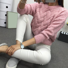 Load image into Gallery viewer, Winter O-neck Women&#39;s Sweater Jersey Woman Mohair Knitted Twisted Thick Warm Lady&#39;s Pullover 2020 College Jumper Women Pink Gray
