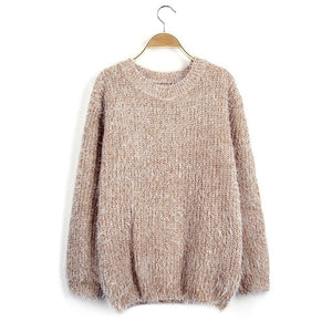 H.SA Women Winter Sweater Oneck Mohair Casual Loose Knit Pullover Cheap Warm Soft Sweaters Pull Femme Jumper casaco feminina