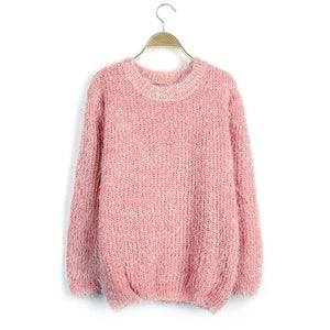 H.SA Women Winter Sweater Oneck Mohair Casual Loose Knit Pullover Cheap Warm Soft Sweaters Pull Femme Jumper casaco feminina