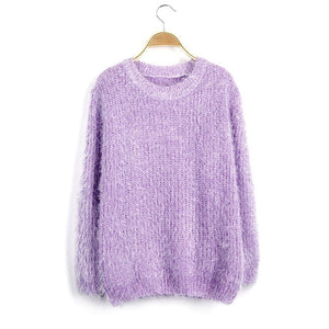 H.SA Women Winter Sweater Oneck Mohair Casual Loose Knit Pullover Cheap Warm Soft Sweaters Pull Femme Jumper casaco feminina