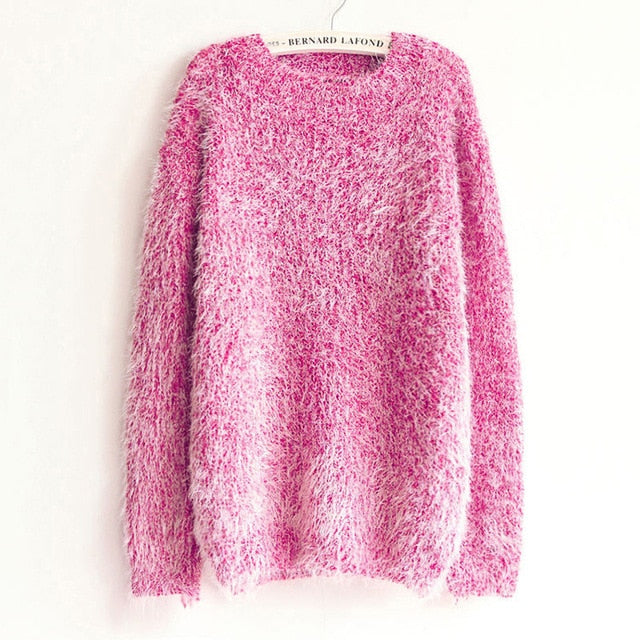 H.SA Women Winter Sweater Oneck Mohair Casual Loose Knit Pullover Cheap Warm Soft Sweaters Pull Femme Jumper casaco feminina