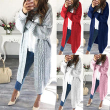 Load image into Gallery viewer, Women Long Cardigans Autumn Winter Stitch Poncho Knitted Sweater Female Large Size Shawl Cape Jacket Coat Trench Parkas
