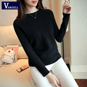 Vangull Women Sweaters Large Size Knitting Sweaters Autumn 2019 New Knitting Elasticity Pullover Harajuku Female Casual Sweater