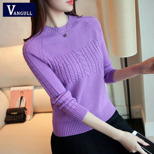 Vangull Women Sweaters Large Size Knitting Sweaters Autumn 2019 New Knitting Elasticity Pullover Harajuku Female Casual Sweater