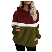 Load image into Gallery viewer, 2019 Winter Fluffy Sweater Sherpa Fleece Plaid Hooded Pullovers Cute Patchwork Warm Tops Women Fall Casual Fluffy Sweaters Coat
