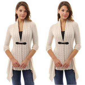 Women Knitted Long Sleeve Jumper Sweater Cardigan Wrap Cowl Neck Shawl Tops Coat