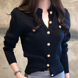 Knitted Women's Short Cardigan Sweater Korean Single Breasted Long Sleeve Sweaters Female 2020 Autumn Spring Cardigans Women