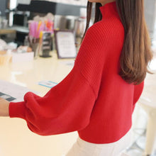 Load image into Gallery viewer, Women Sweaters Turtleneck Batwing Sleeve Wool Pullover Loose Knitted Winter Sweater Female Jumper Pull Red Black White 2019
