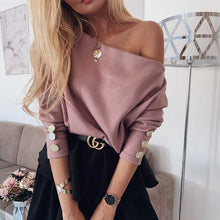 Load image into Gallery viewer, YELITE Sexy Off Shoulder Knitted Sweater Women Korean Pullovers Knitwear Loose female long sleeves 2020 clothes pink jumper pull
