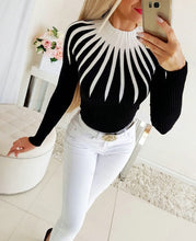 Load image into Gallery viewer, Sweater Women Ladies Turtleneck Sweater Long Sleeve Slim Casual Top Black White Sweaters
