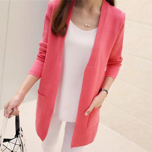 OLGITUM New Women Spring/ Autumn  Sweater 2017 Long Cardigan Korean Slim Pocket Loose Knit Sweater Outwear Coat  SW522