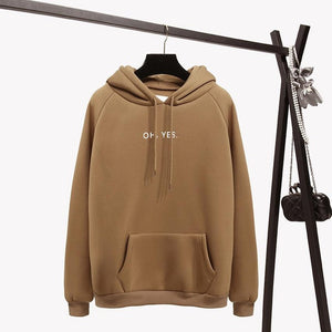 New 2018 Fashion Corduroy Long Sleeves Oh Yes Letter Printing Harajuku Girl Light Yellow Pullovers Tops O-neck Woman Sweater