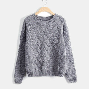 Winter O-neck Women's Sweater Jersey Woman Mohair Knitted Twisted Thick Warm Lady's Pullover 2020 College Jumper Women Pink Gray