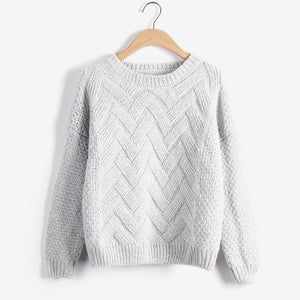 Winter O-neck Women's Sweater Jersey Woman Mohair Knitted Twisted Thick Warm Lady's Pullover 2020 College Jumper Women Pink Gray